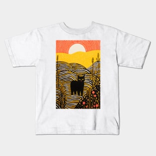 Riso-graphic Cat's Joyful Field Kids T-Shirt